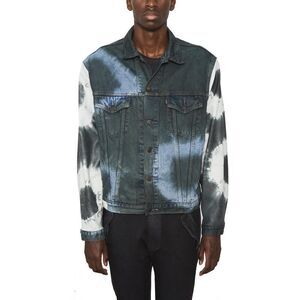 GIORGIO BRATO Distressed Denim Jacket with Tie-Dye Sleeves Men MULTICOLOR